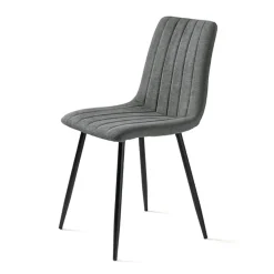 Chaise tissu gris foncé à coutures verticales (x2) LORA