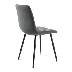 Chaise tissu gris foncé à coutures verticales (x2) LORA