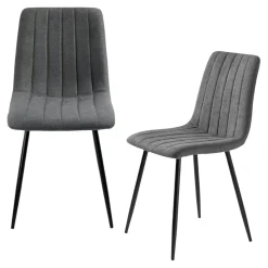 Chaise tissu gris foncé à coutures verticales (x2) LORA