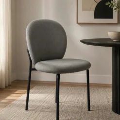 Chaise tissu gris foncé design arrondi (lot de 2) LORA