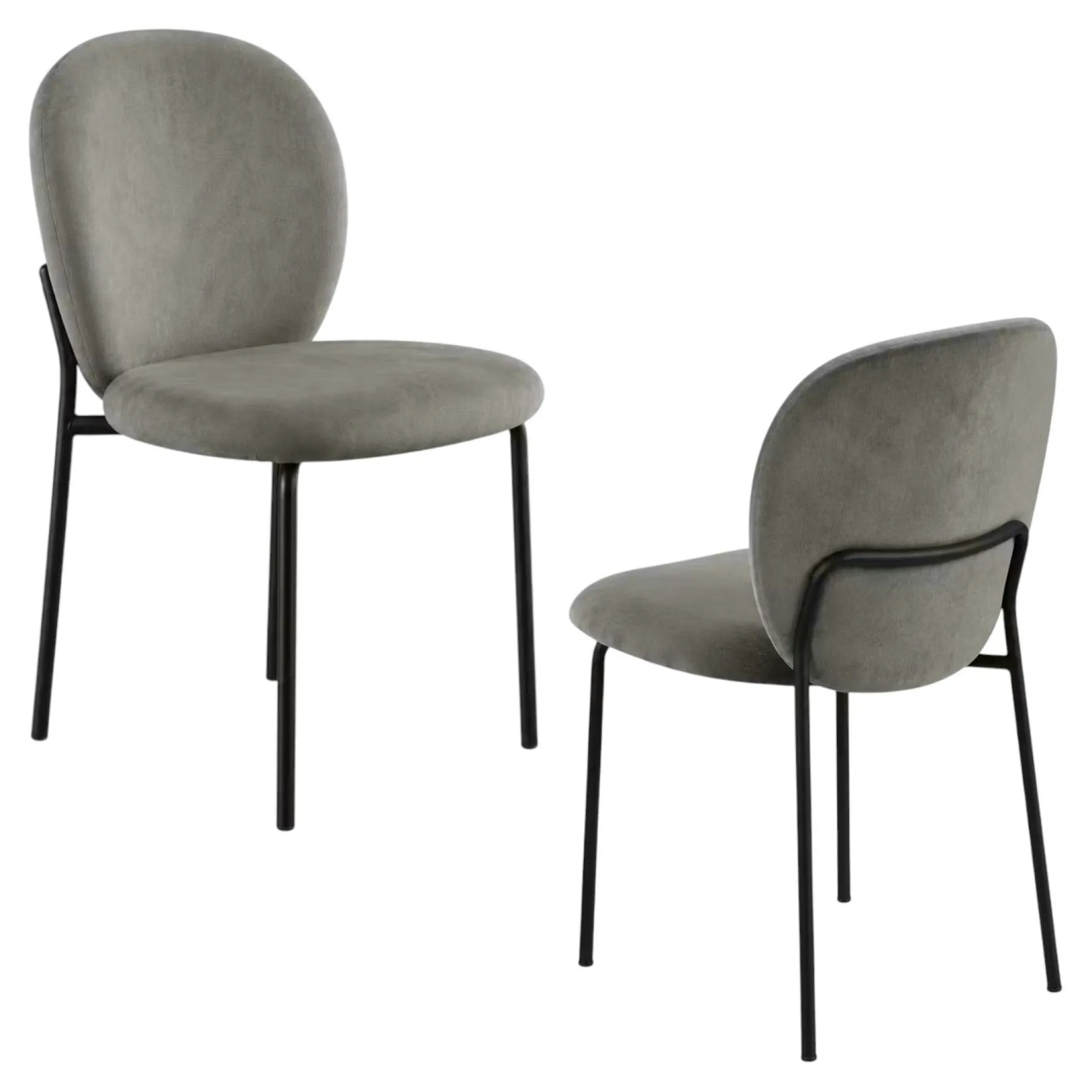Chaise tissu gris foncé design arrondi (lot de 2) LORA