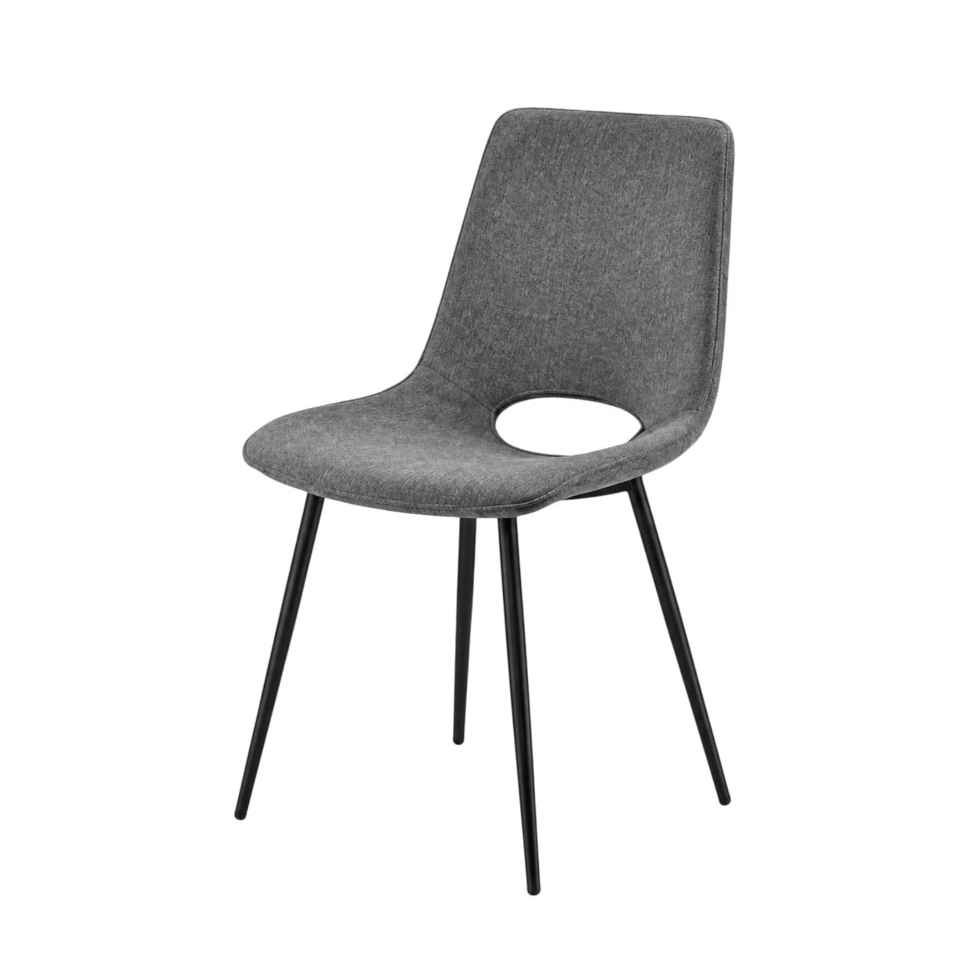 Chaise tissu gris foncé à dossier ouvert (lot de 2) LORA