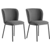Chaise tissu gris foncé dossier courbe (x2) AUREN