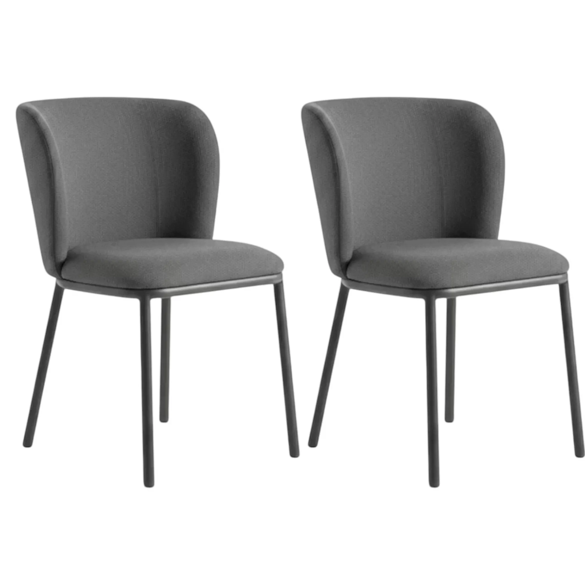 Chaise tissu gris foncé dossier courbe (x2) AUREN