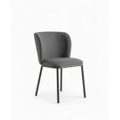 Chaise tissu gris foncé dossier courbe (x2) AUREN