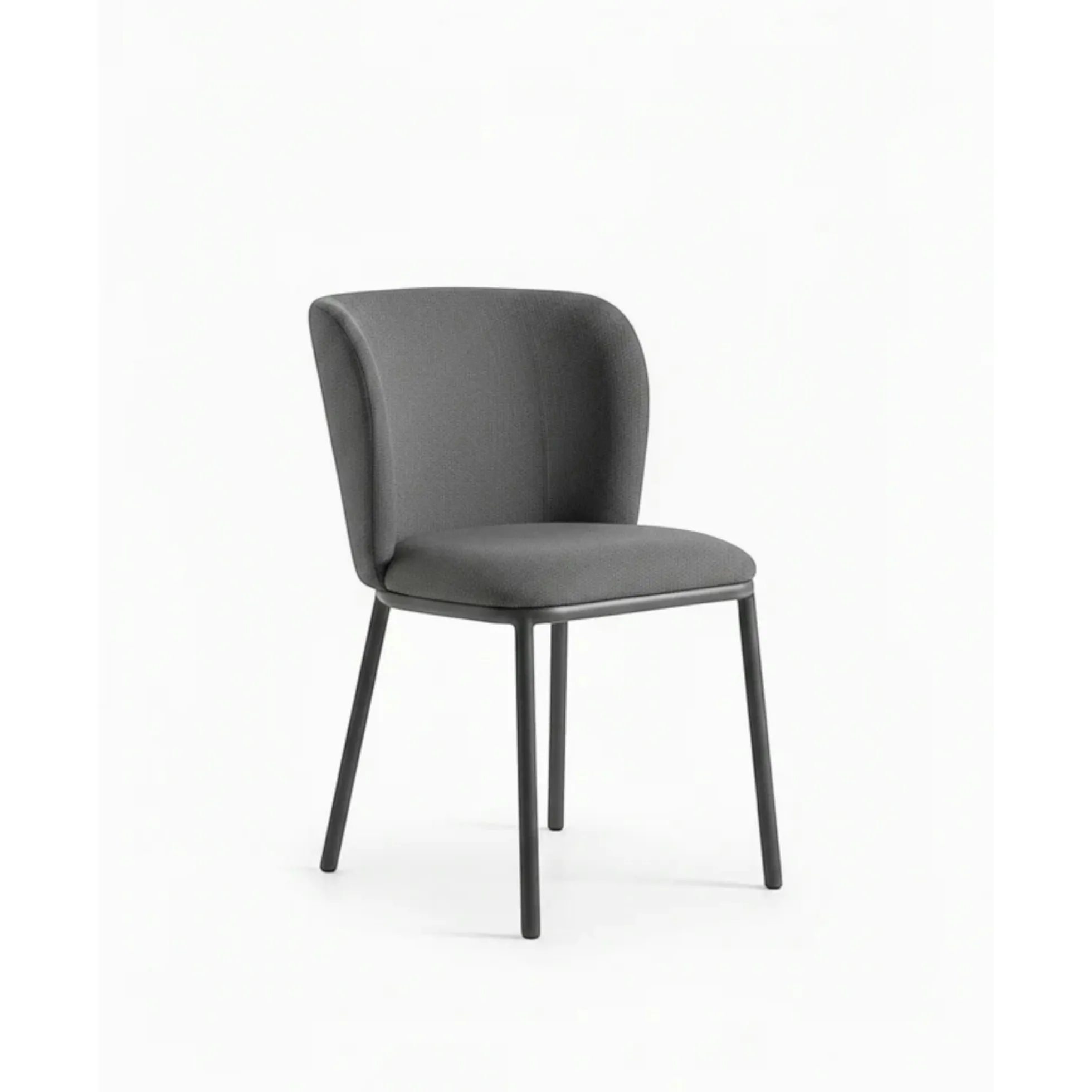 Chaise tissu gris foncé dossier courbe (x2) AUREN