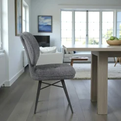 Chaise tissu gris foncé à dossier double (lot de 2) LIGURIE