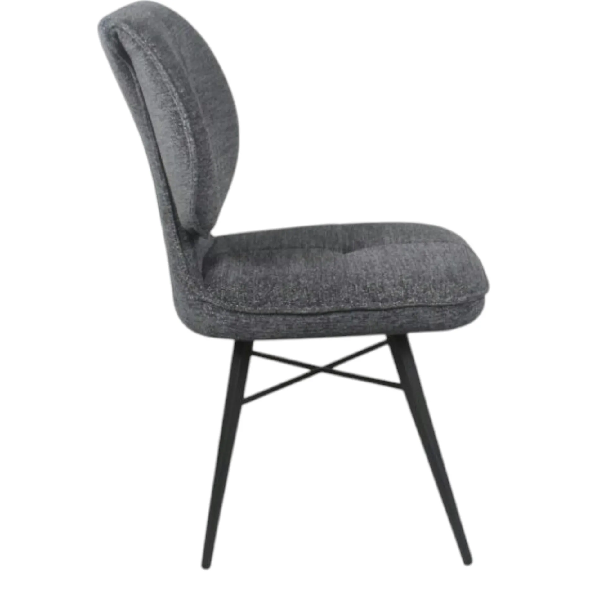 Chaise tissu gris foncé à dossier double (lot de 2) LIGURIE
