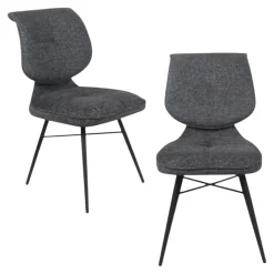 Chaise tissu gris foncé à dossier double (lot de 2) LIGURIE