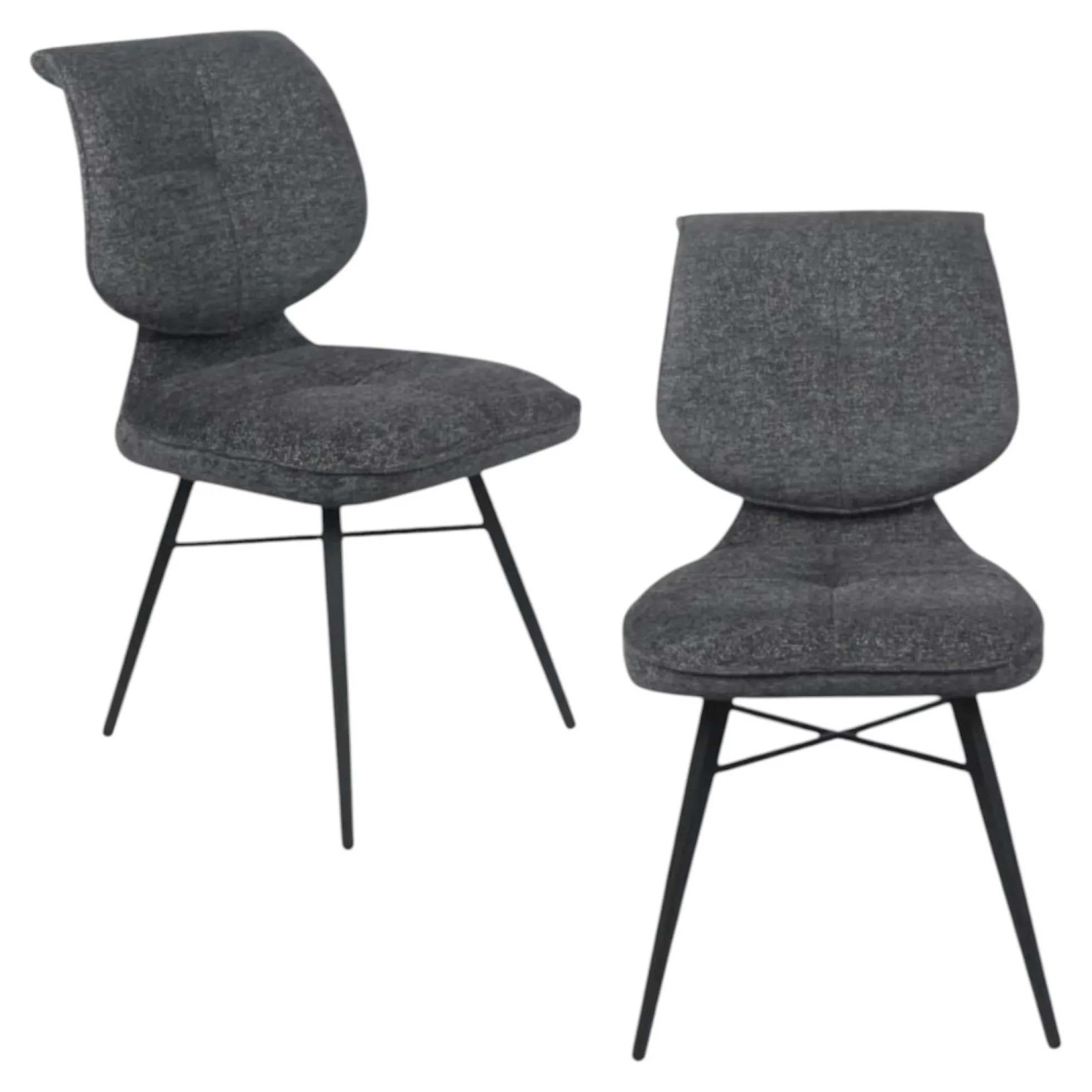 Chaise tissu gris foncé à dossier double (lot de 2) LIGURIE