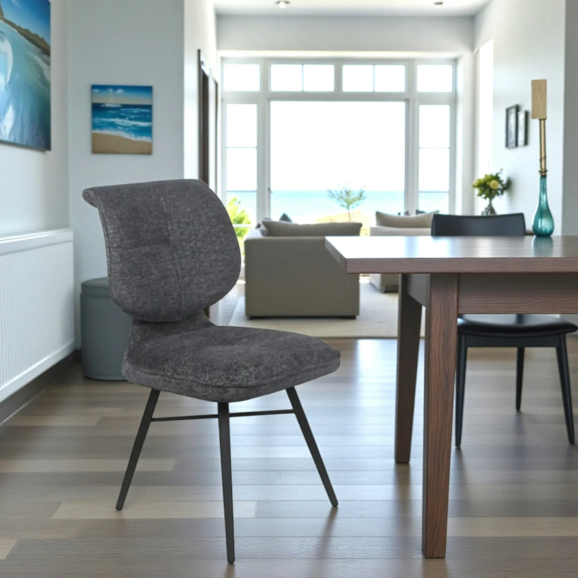 Chaise tissu gris foncé à dossier double (lot de 2) LIGURIE