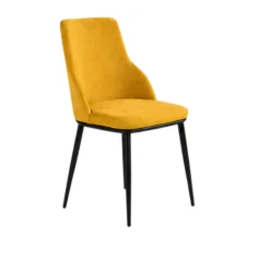 Chaise tissu jaune pieds métal noir (x2) AUREN