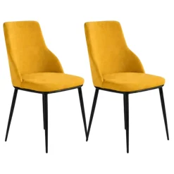 Chaise tissu jaune pieds métal noir (x2) AUREN