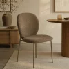 Chaise tissu marron design arrondi (lot de 2) LORA