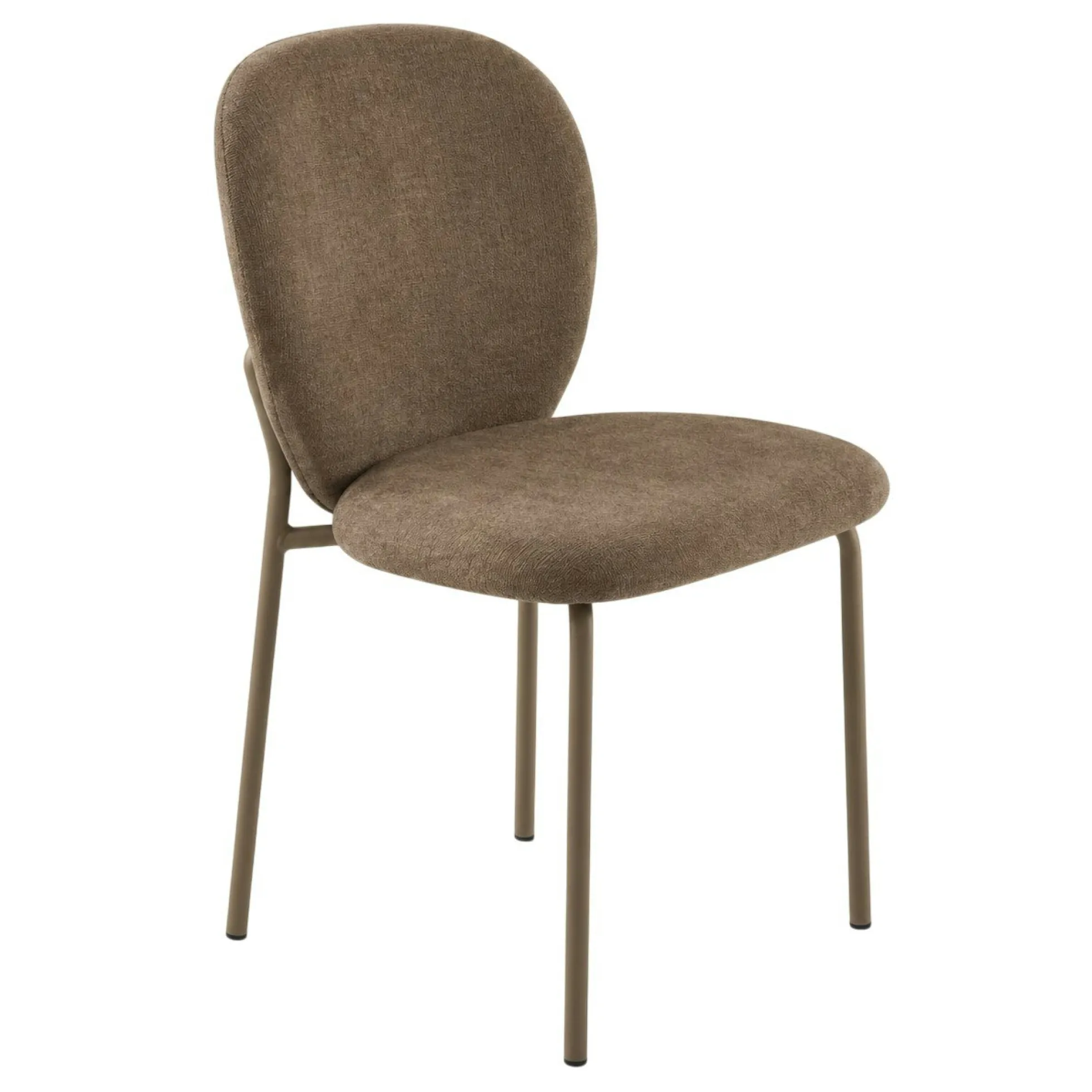 Chaise tissu marron design arrondi (lot de 2) LORA