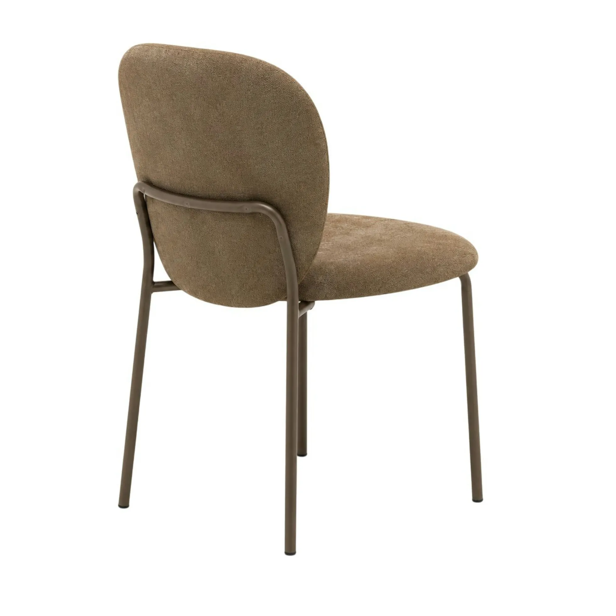 Chaise tissu marron design arrondi (lot de 2) LORA