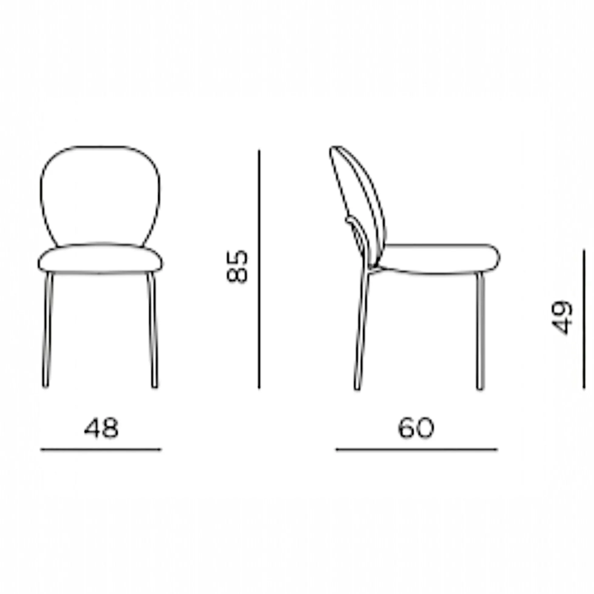 Chaise tissu marron design arrondi (lot de 2) LORA
