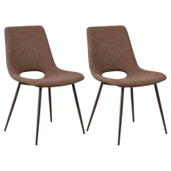 Chaise tissu marron à dossier ouvert (lot de 2) LORA