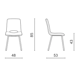 Chaise tissu marron à dossier ouvert (lot de 2) LORA