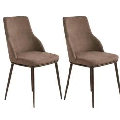 Chaise tissu marron pieds bronze (x2) AUREN