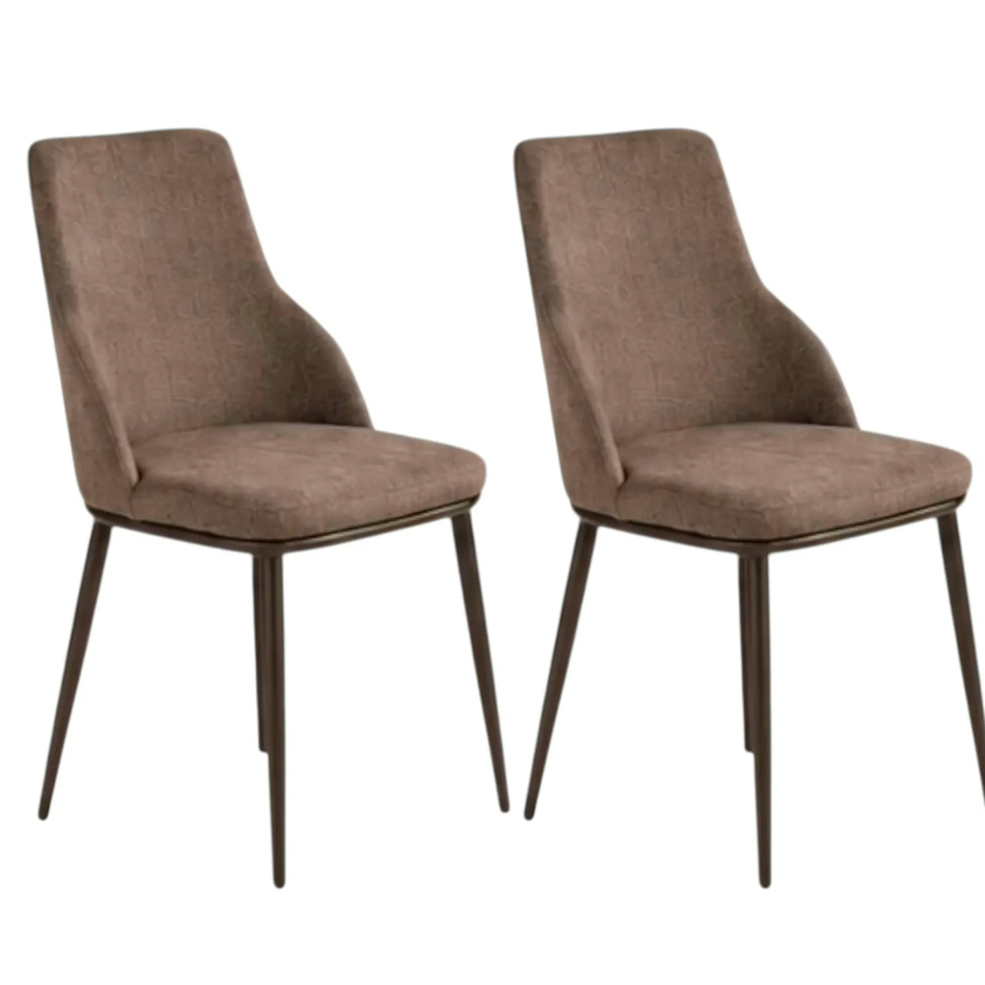 Chaise tissu marron pieds bronze (x2) AUREN
