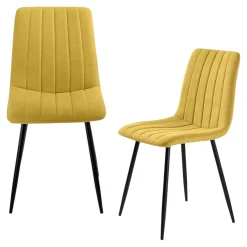 Chaise tissu moutarde à coutures verticales (lot de 2) LORA