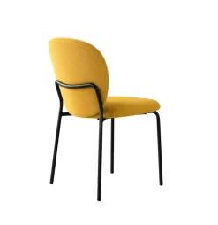 Chaise tissu moutarde design arrondi (lot de 2) LORA