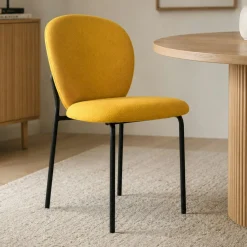 Chaise tissu moutarde design arrondi (lot de 2) LORA