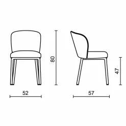 Chaise tissu moutarde dossier courbe (x2) AUREN