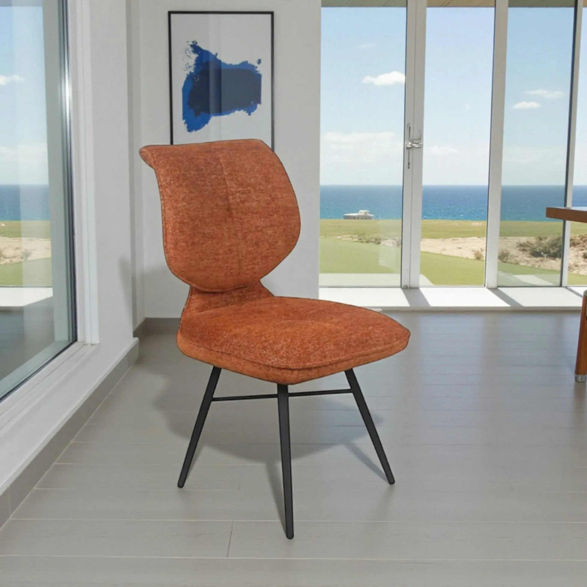 Chaise tissu rouille à dossier double (lot de 2) LIGURIE