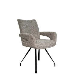 Chaise tissu taupe chiné accoudoirs larges (lot de 2) LIGURIE