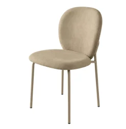 Chaise tissu taupe design arrondi (lot de 2) LORA