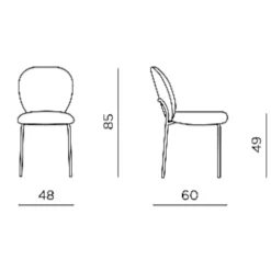 Chaise tissu taupe design arrondi (lot de 2) LORA