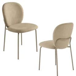 Chaise tissu taupe design arrondi (lot de 2) LORA