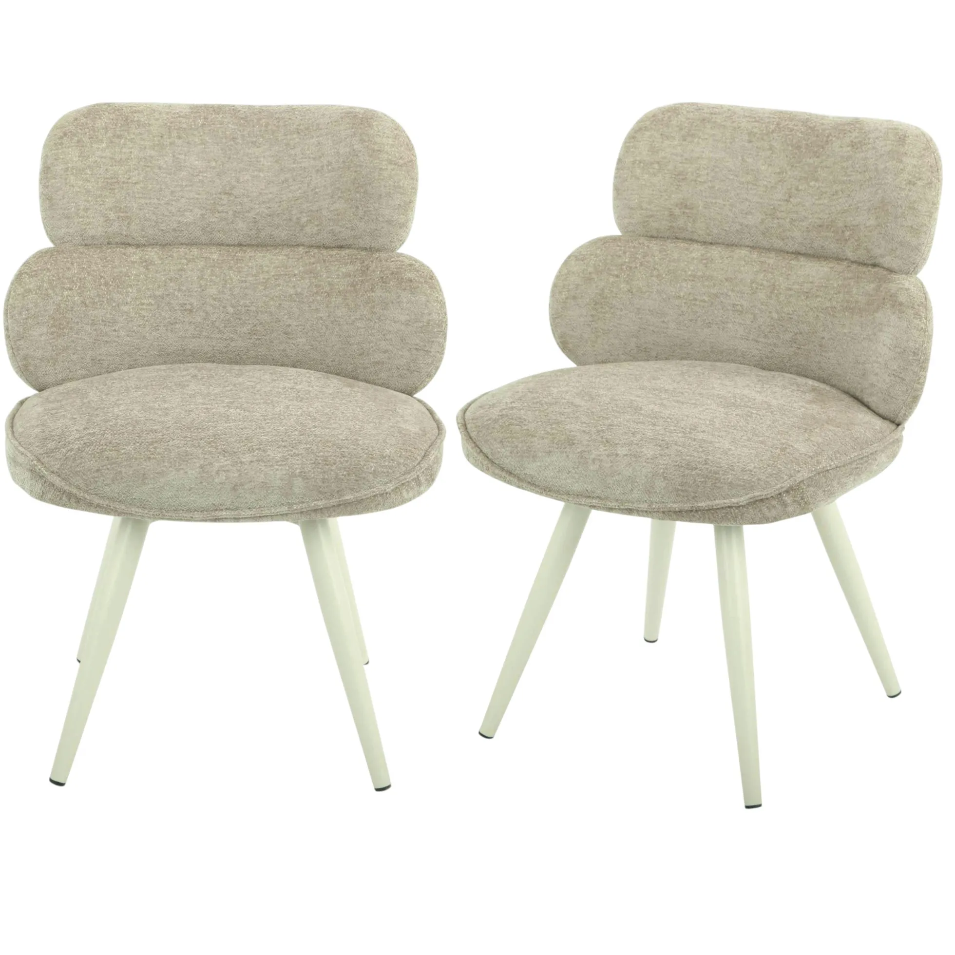 Chaise tissu taupe à dossier structuré (lot de 2) CORTINA