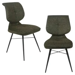 Chaise tissu vert à dossier double (lot de 2) LIGURIE
