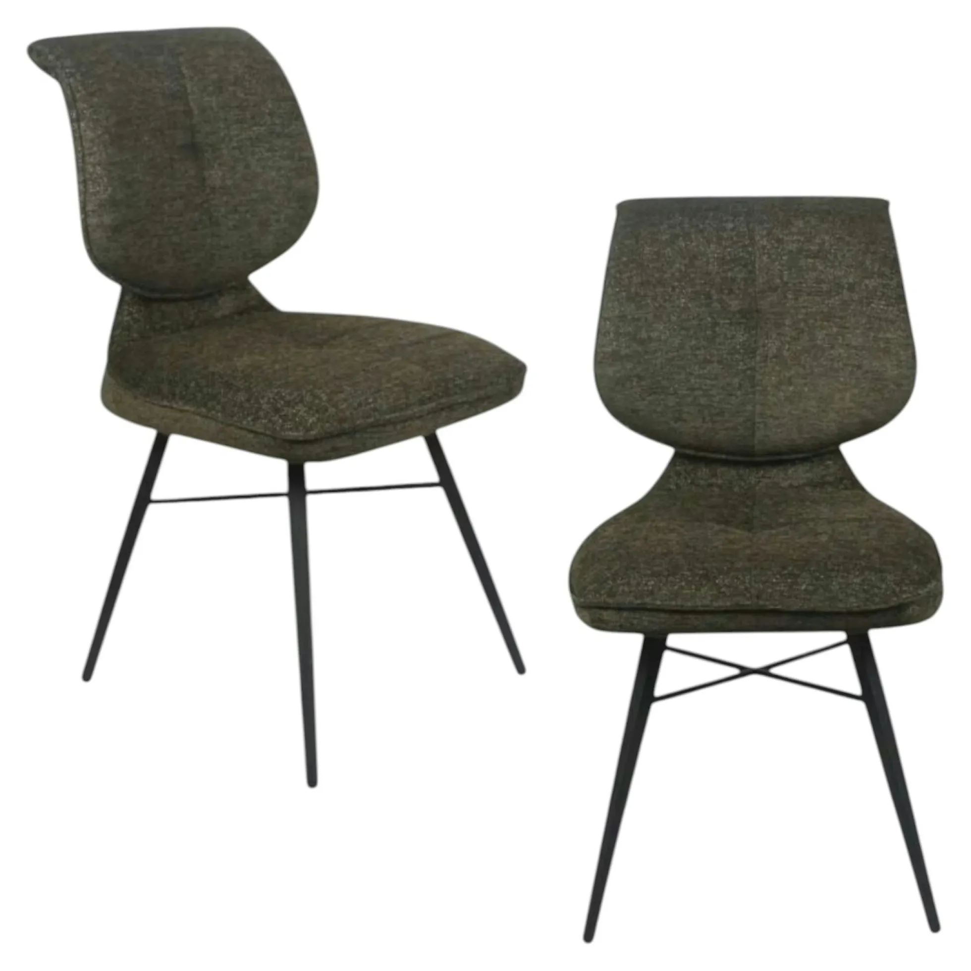 Chaise tissu vert à dossier double (lot de 2) LIGURIE