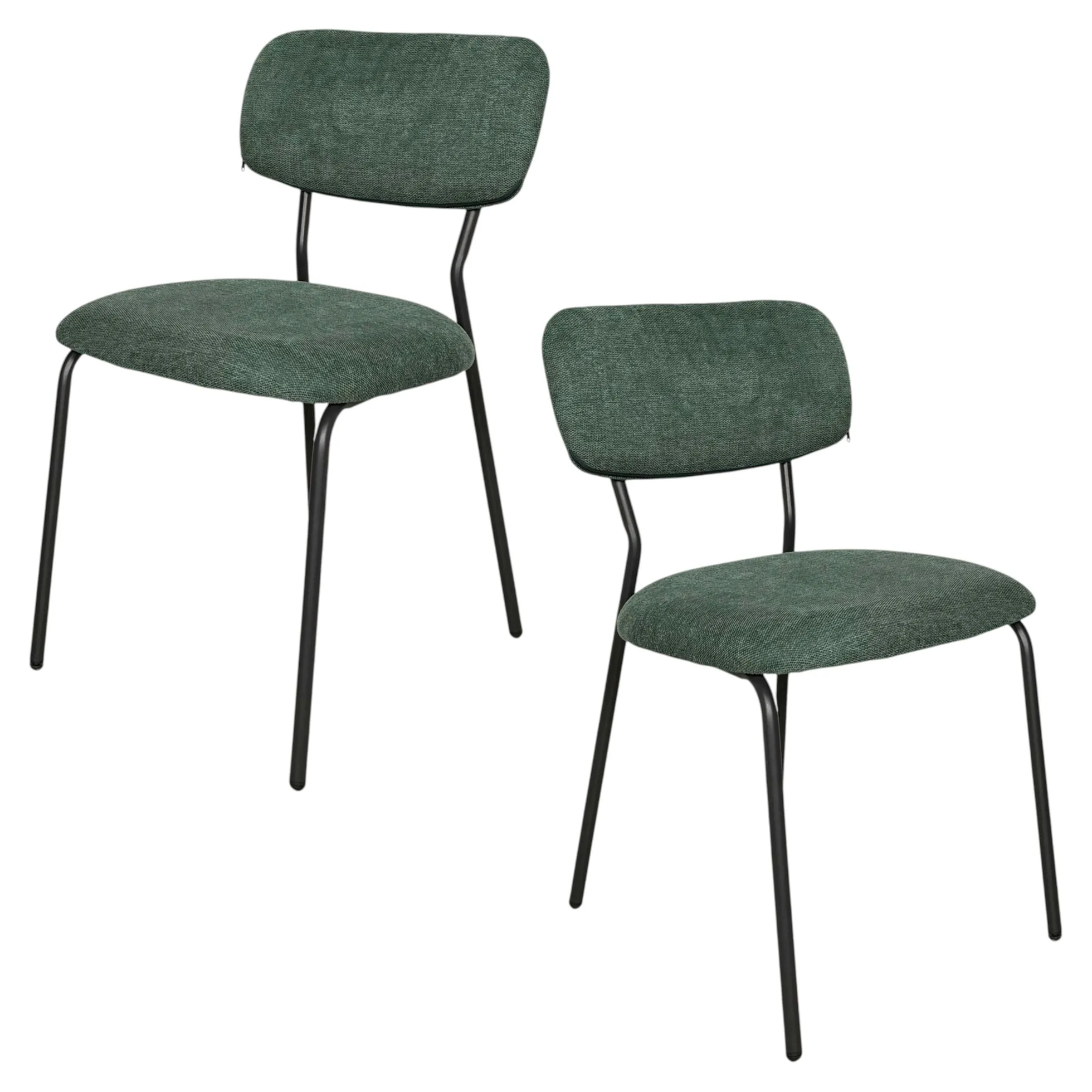Chaise tissu vert foncé style écolier (lot de 2) MALANG
