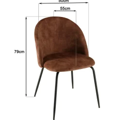 Chaise velours acajou dossier galbé (lot de 2) TIM