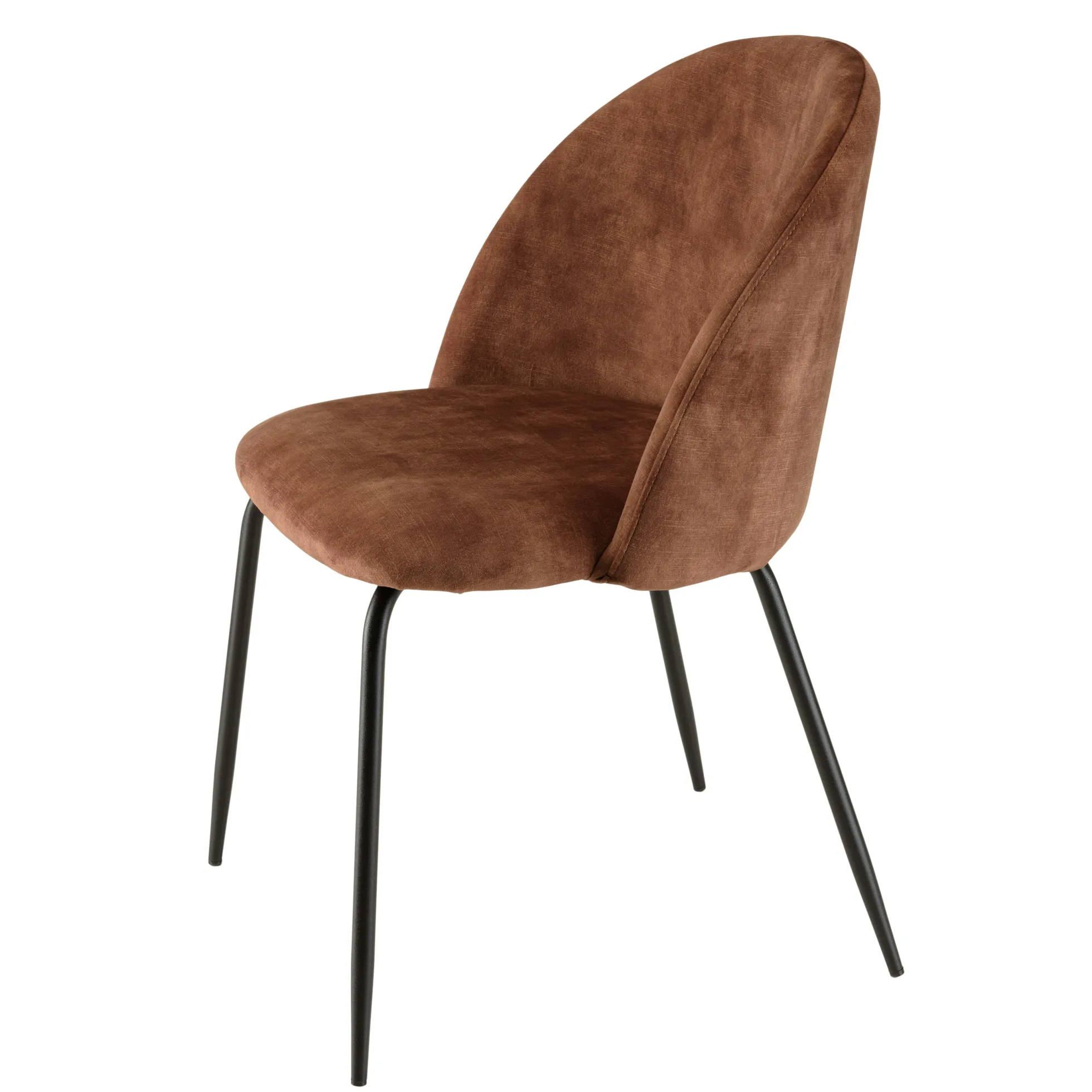 Chaise velours acajou dossier galbé (lot de 2) TIM