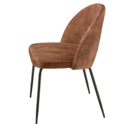 Chaise velours acajou dossier demi-lune (lot de 2) TIM