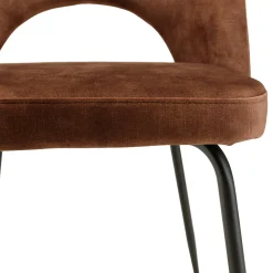 Chaise velours acajou dossier demi-lune (lot de 2) TIM
