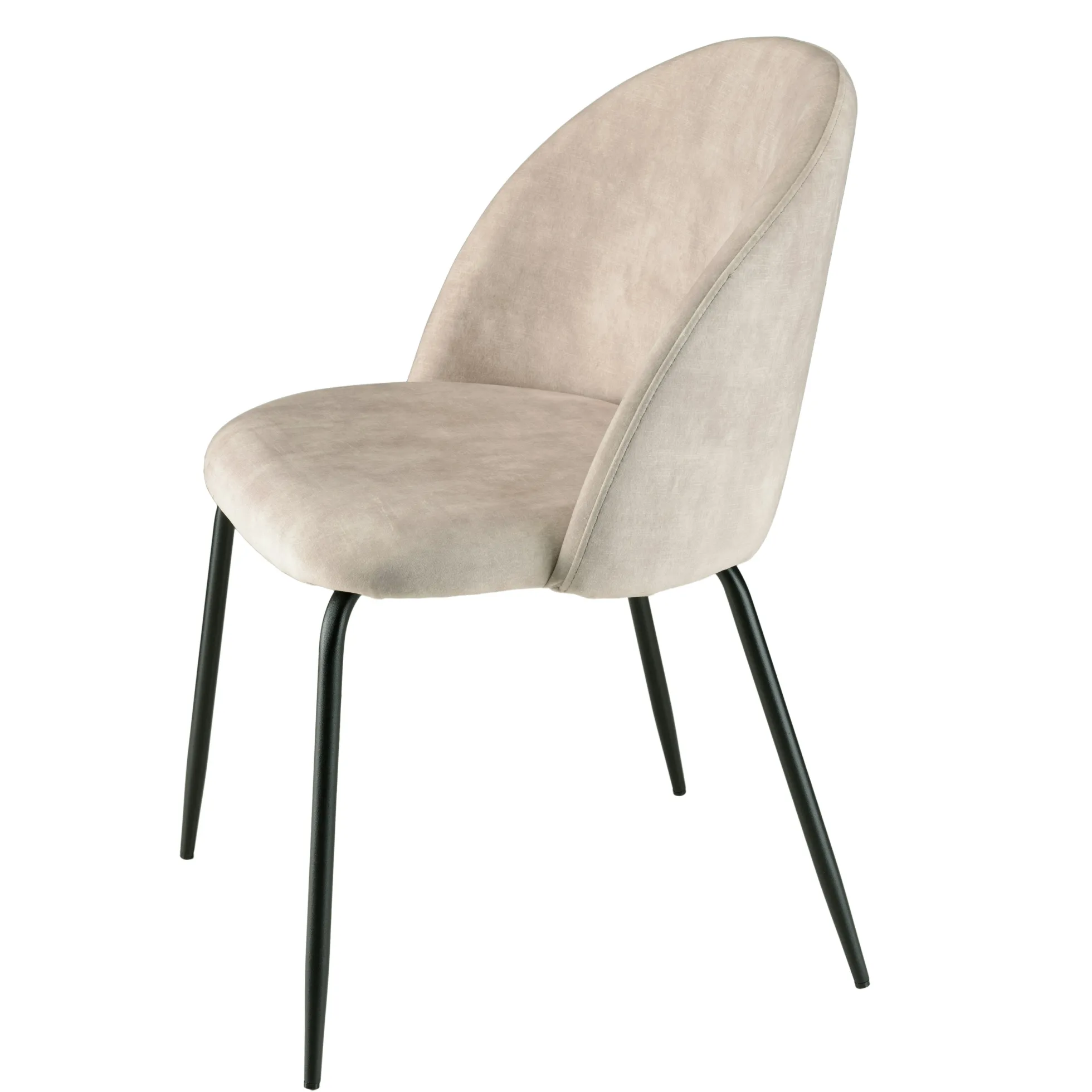 Chaise velours beige dossier galbé (lot de 2) TIM