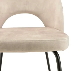 Chaise velours beige dossier demi-lune (lot de 2) TIM