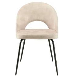 Chaise velours beige dossier demi-lune (lot de 2) TIM