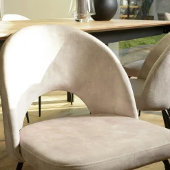 Chaise velours beige dossier demi-lune (lot de 2) TIM