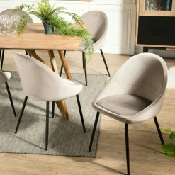 Chaise velours beige TIM (lot de 2)
