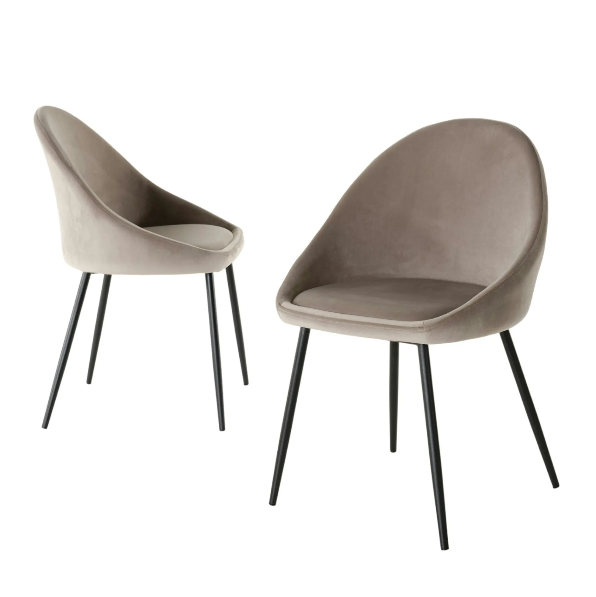 Chaise velours beige TIM (lot de 2)