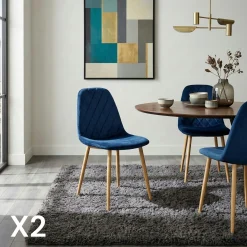Chaise velours bleu (lot de 2) HAWAI