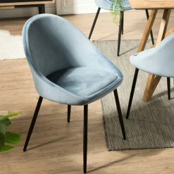 Chaise velours bleu TIM (lot de 2)
